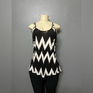 H&M size M scoop neck zigzag black and white tank top with criss cross straps